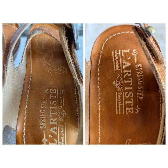 L' Artiste by Spring Step Teddy Leather Wedge Sandals Sz 37 - Picture 2 of 11